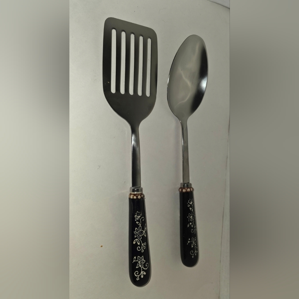 Temptations by Tara Old World Black 2 Piece Ceramic Stainless Steel Utensil Set